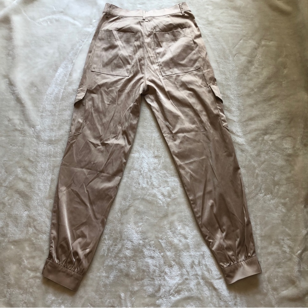 Zara Satin Tan High Waisted Cargo Pants Size XS - Picture 9 of 14